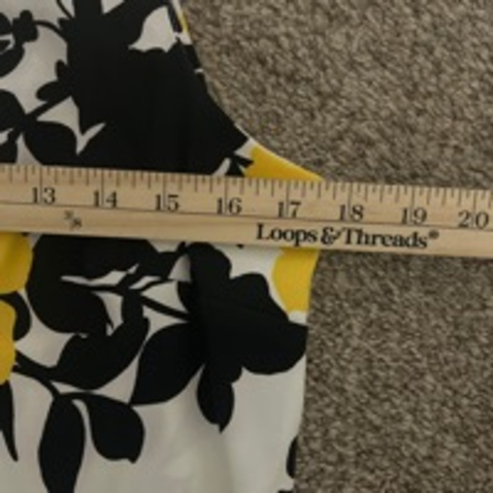 Women's AB Studio Dress Size 14 White Black Yellow Floral Sleeveless - Picture 2 of 6